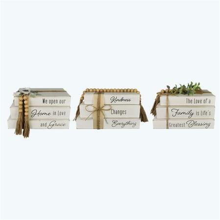 YOUNGS Wood Book Tabletop Sign, Assorted Color - 3 Piece 10859